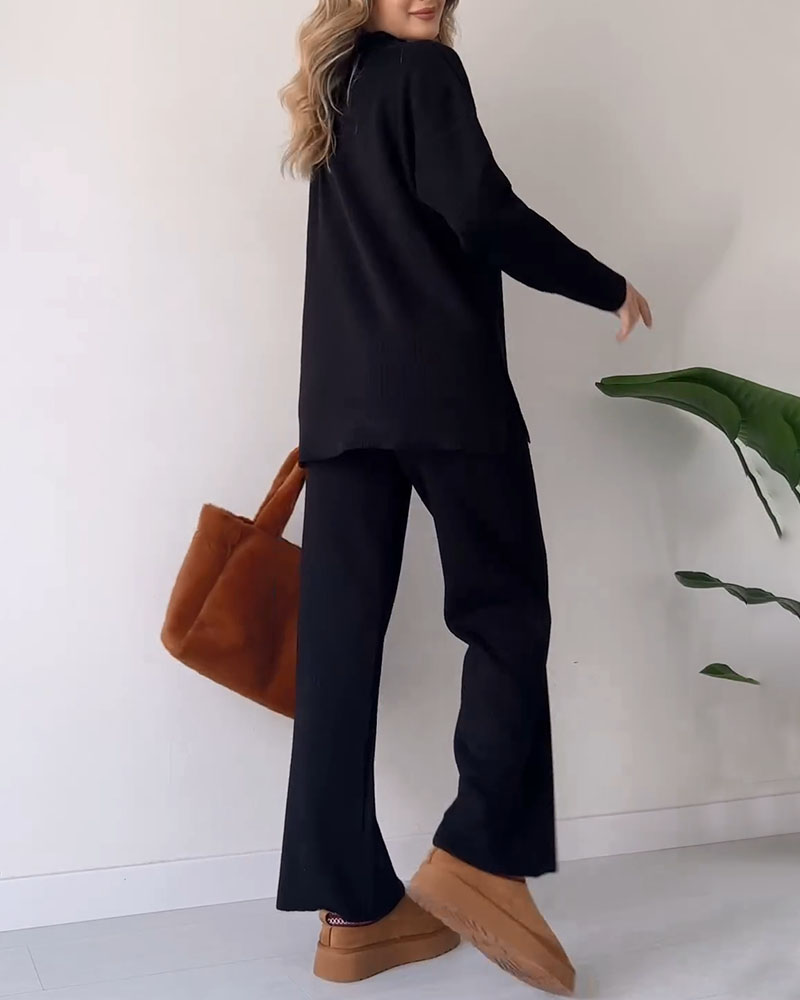 🎁New Arrivals🔥V-neck casual slit knitted two-piece set