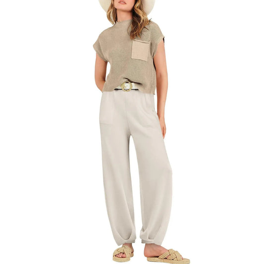 ✨ Women’s 2-Piece Knit Sweater Vest & Pants Set – Cozy Lounge Tracksuit 👖💖