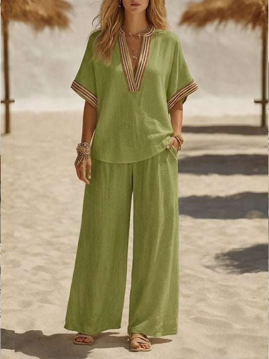 ✨⏰New Arrivals🔥Casual Linen And Cotton Two-piece Set