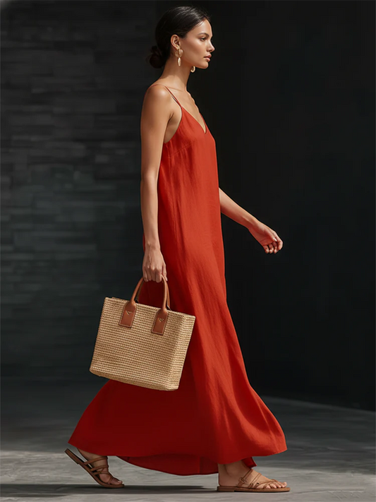 🎁New Arrivals🔥Minimalist Side Slits Cotton-linen Slip Dress