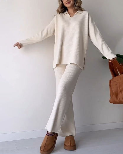 🎁New Arrivals🔥V-neck casual slit knitted two-piece set