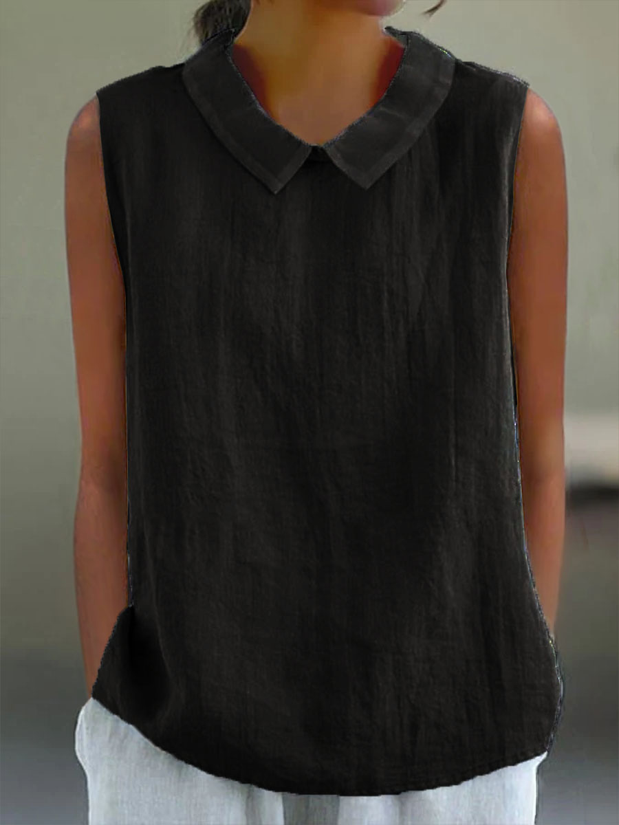🎁CLEARANCE SALE🔥Women's Casual Cotton And Linen Peter Pan Tank Top