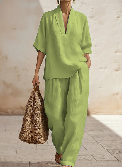 🎁New Arrivals🔥 Women's Casual Cozy Minimalist Linen Two-piece Set