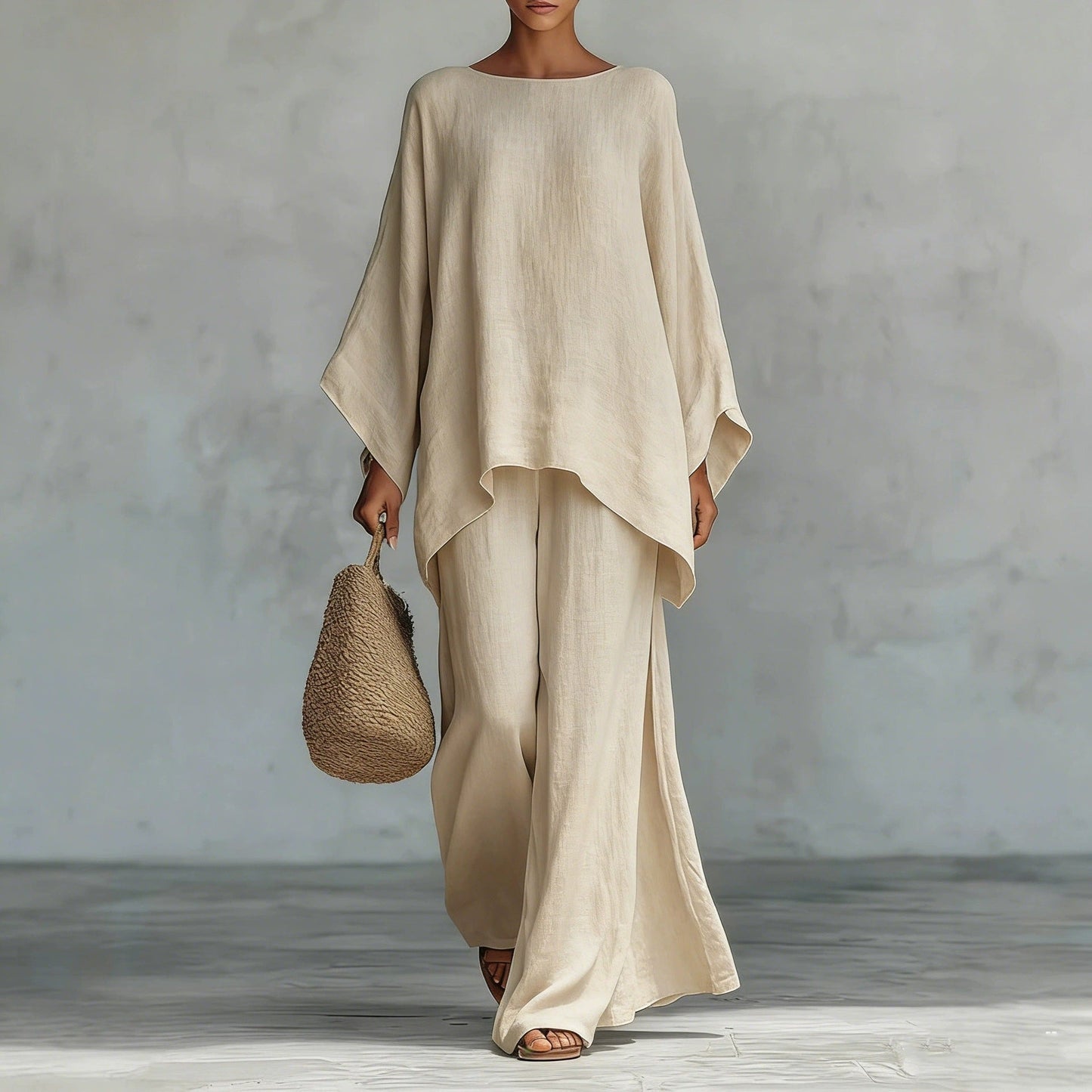 🎁New Arrivals🔥Cozy And Casual Tencel Denim Top And Wide-leg Pants Two-piece Set