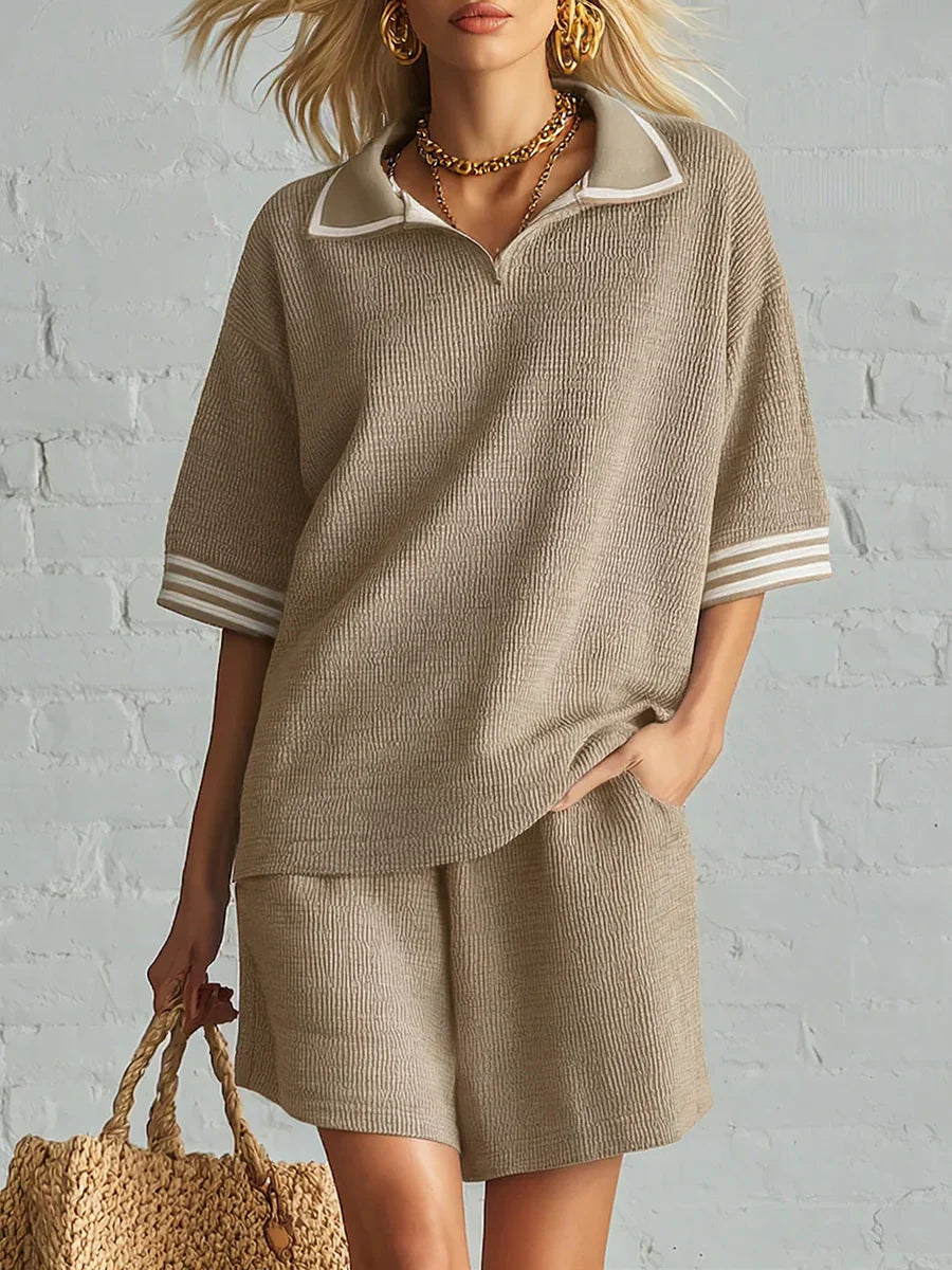 🎁New Arrivals🔥Casual Travel & Sport Polo Collar Knit Two-piece Set