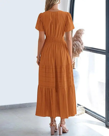 ✨✨Women's Summer 2026 Casual Maxi Dress Lightweight Short Sleeve V Neck Boho Dress with Pockets #Outdoorfun