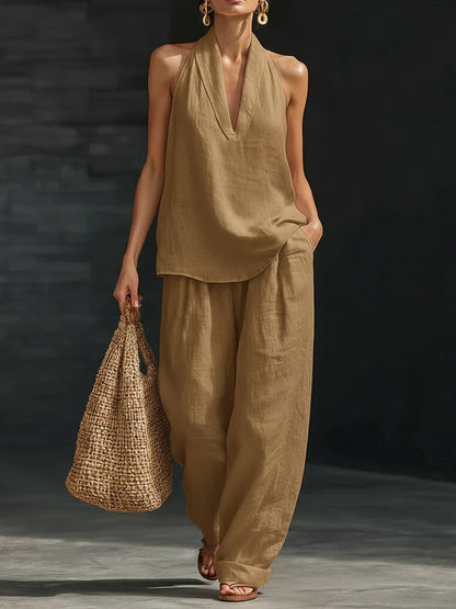 🎁New Arrivals🔥 Women's Casual and Cozy Minimalist Linen Two-Piece Set
