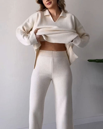 🎁New Arrivals🔥V-neck casual slit knitted two-piece set