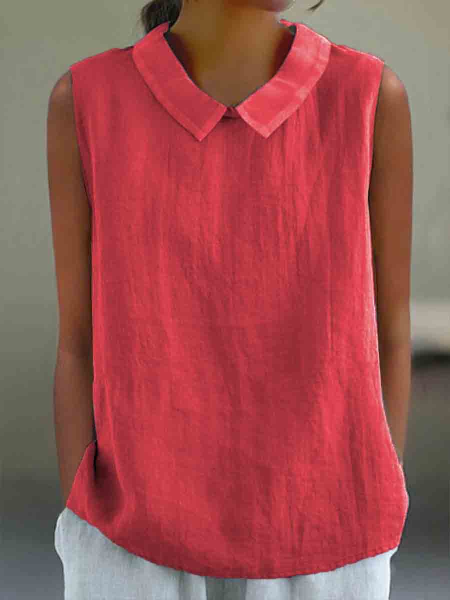 🎁CLEARANCE SALE🔥Women's Casual Cotton And Linen Peter Pan Tank Top