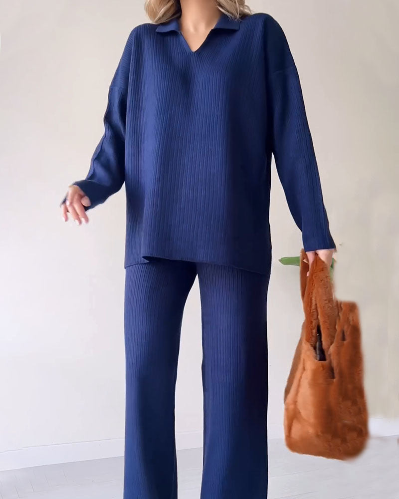 🎁New Arrivals🔥V-neck casual slit knitted two-piece set