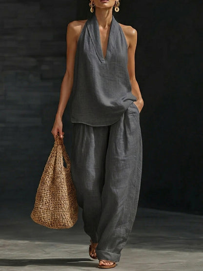 🎁New Arrivals🔥 Women's Casual and Cozy Minimalist Linen Two-Piece Set