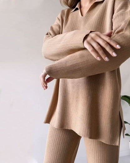 🎁New Arrivals🔥V-neck casual slit knitted two-piece set