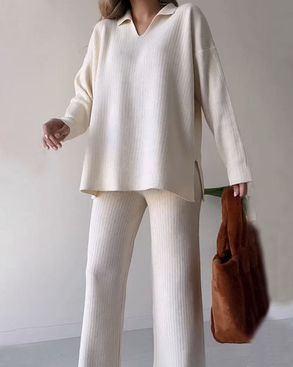 🎁New Arrivals🔥V-neck casual slit knitted two-piece set