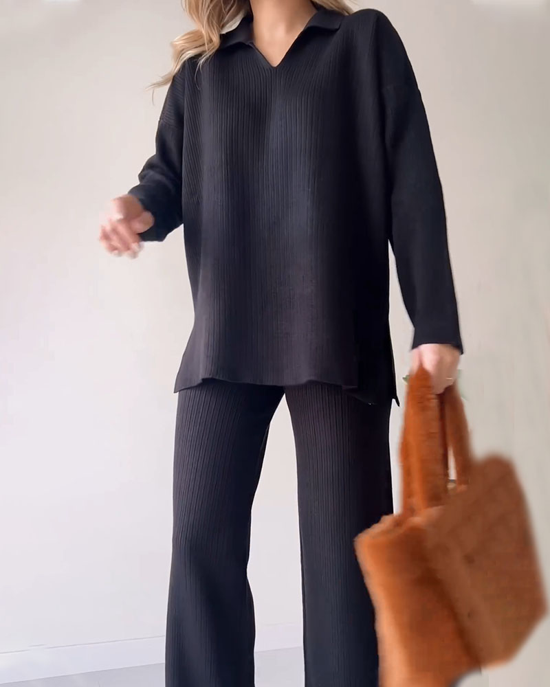 🎁New Arrivals🔥V-neck casual slit knitted two-piece set