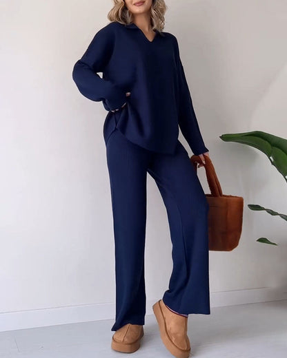 🎁New Arrivals🔥V-neck casual slit knitted two-piece set