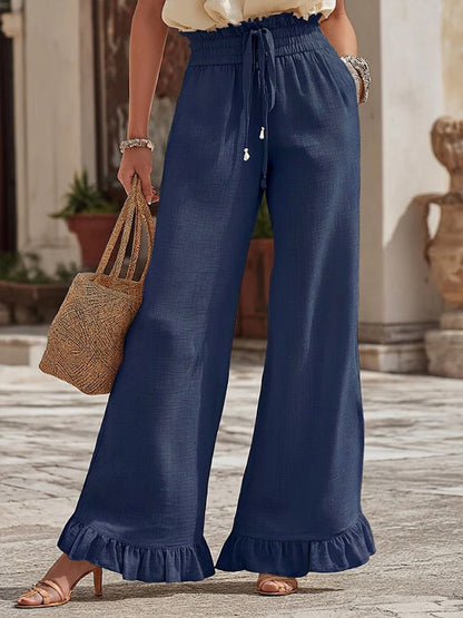 🎁New Arrivals🔥Casual Elastic-waist Linen-cotton Ruffled Pants