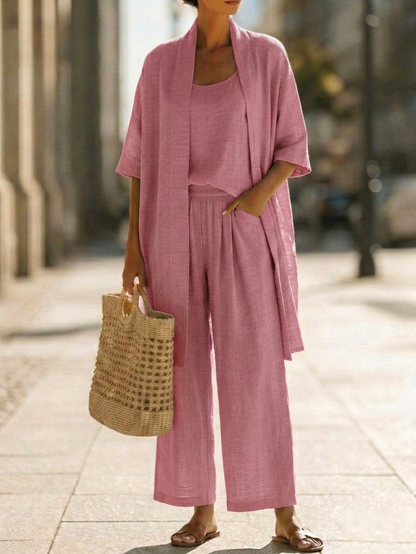🎁New Arrivals🔥Minimalist Linen-cotton Three-piece Set - Comfortable For Everyday Wear