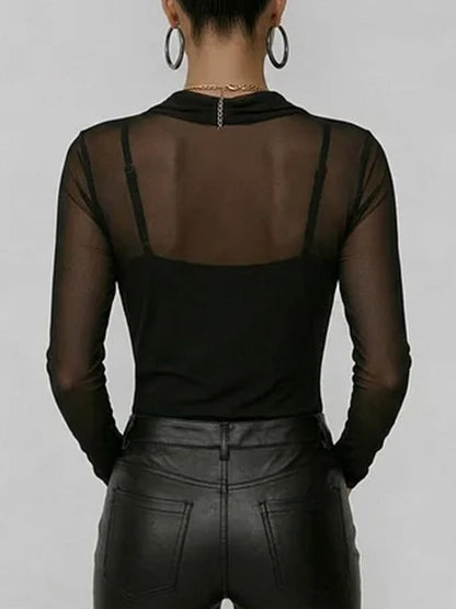 🎁New Arrivals🔥Women's Swing Neck Long-sleeved Casual Loose-fitting Sheer Mesh Top