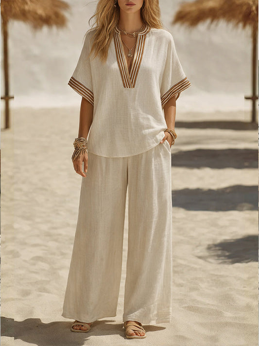 🎁New Arrivals🔥Casual Linen And Cotton Two-piece Set