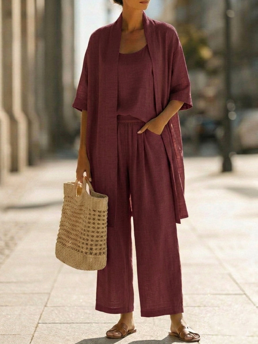 🎁New Arrivals🔥Minimalist Linen-cotton Three-piece Set - Comfortable For Everyday Wear