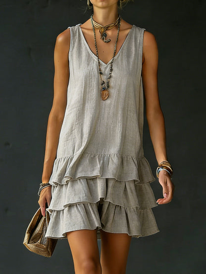 🎁New Arrivals🔥 Women's Cotton And Linen Loose-fitting Solid Color Vest Dress
