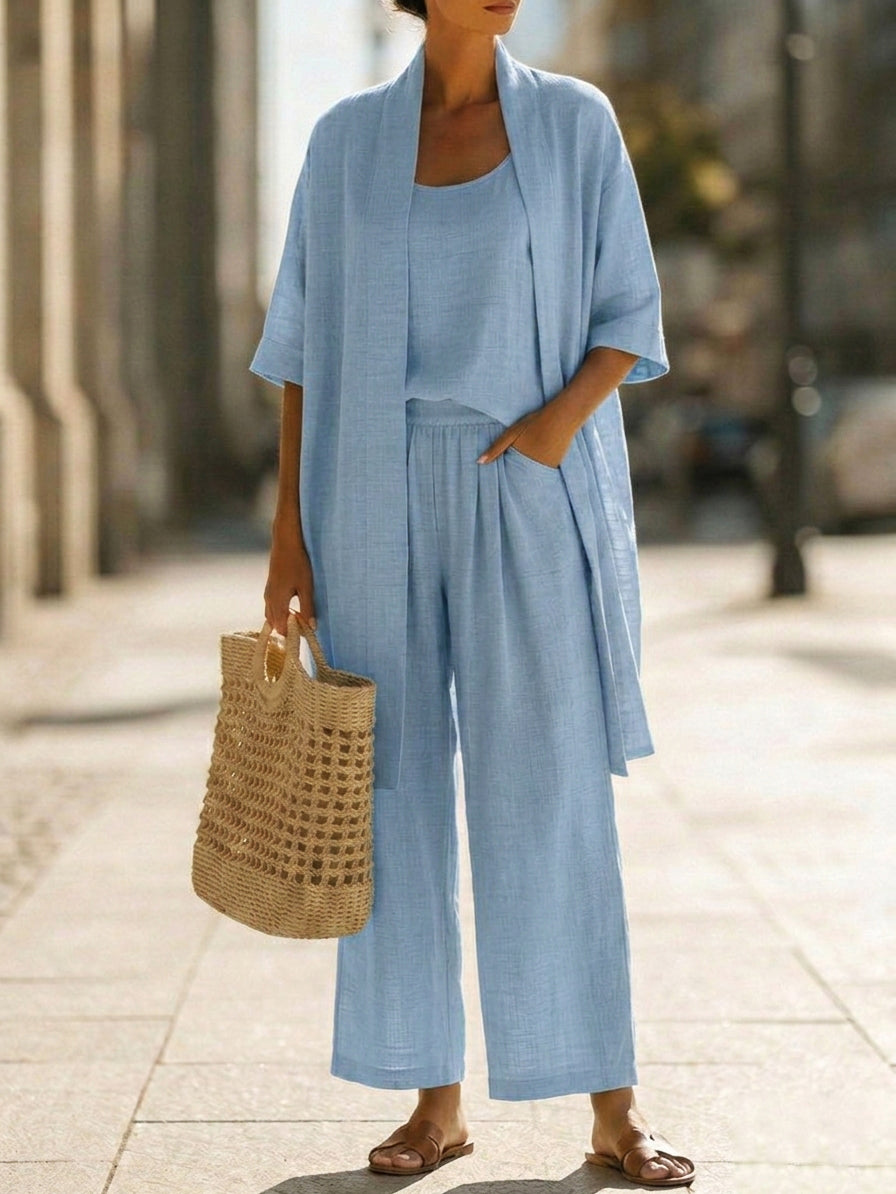 🎁New Arrivals🔥Minimalist Linen-cotton Three-piece Set - Comfortable For Everyday Wear