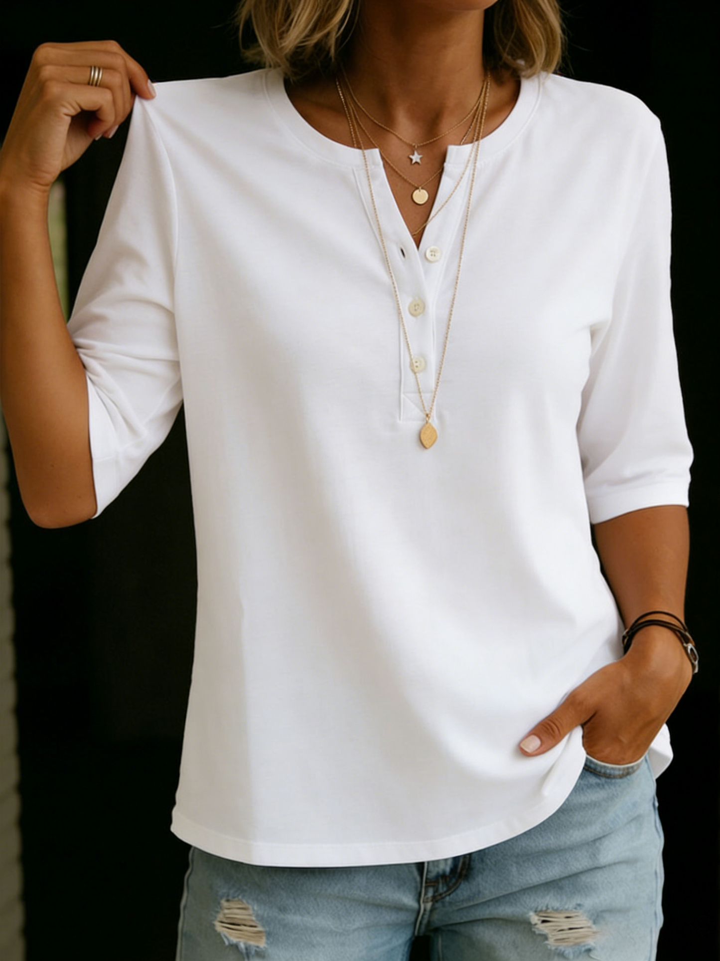🎁New Arrivals🔥Classic Henley Collar 100% Cotton T-shirt