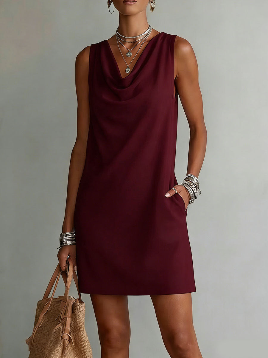 🎁New Arrivals🔥Draped-neck Sleeveless Cotton Dress