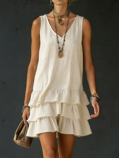🎁New Arrivals🔥 Women's Cotton And Linen Loose-fitting Solid Color Vest Dress