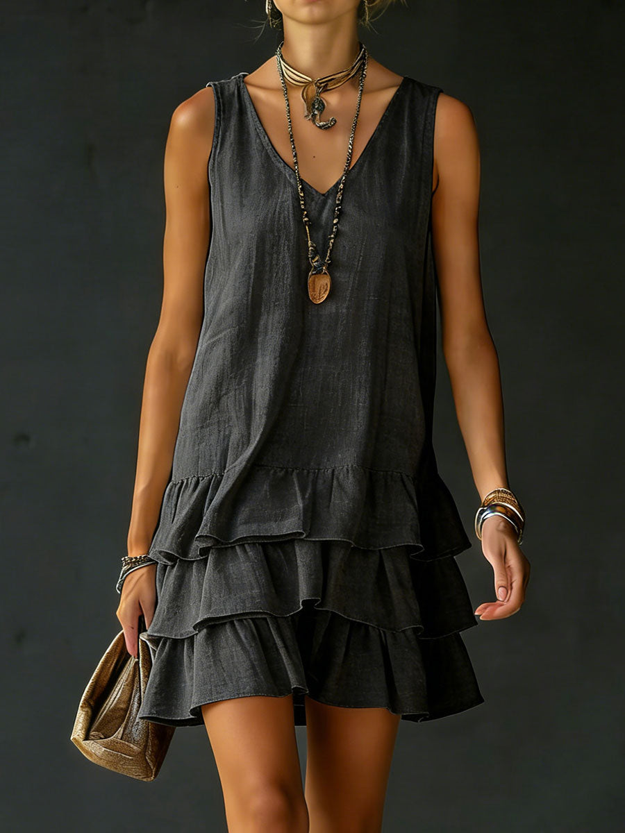 🎁New Arrivals🔥 Women's Cotton And Linen Loose-fitting Solid Color Vest Dress