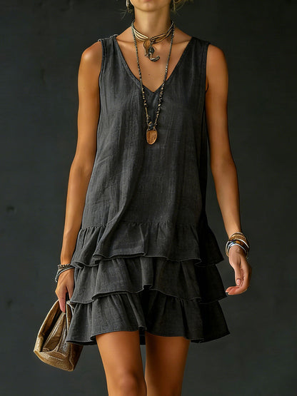 🎁New Arrivals🔥 Women's Cotton And Linen Loose-fitting Solid Color Vest Dress