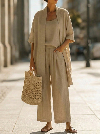 🎁New Arrivals🔥Minimalist Linen-cotton Three-piece Set - Comfortable For Everyday Wear