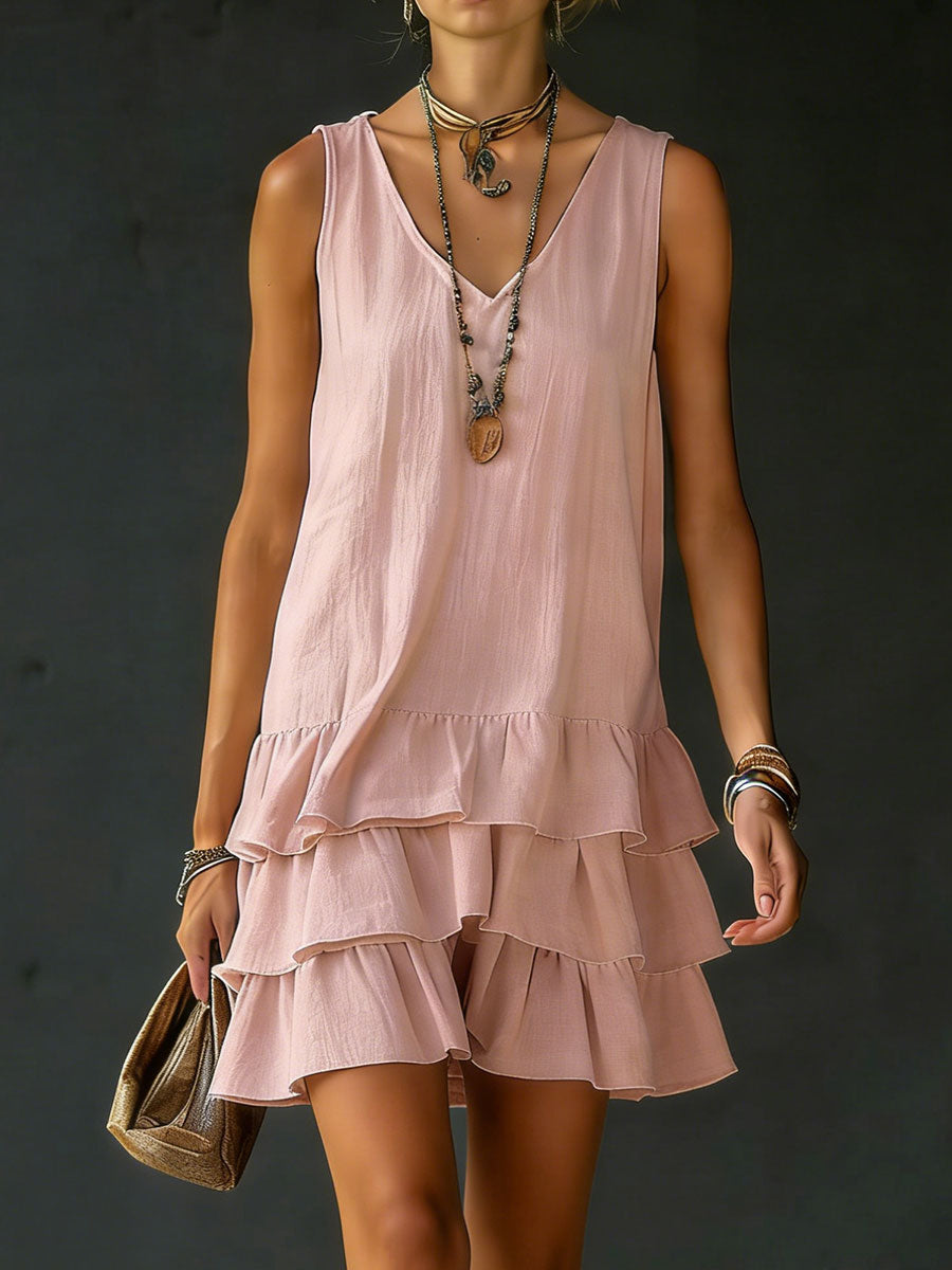 🎁New Arrivals🔥 Women's Cotton And Linen Loose-fitting Solid Color Vest Dress