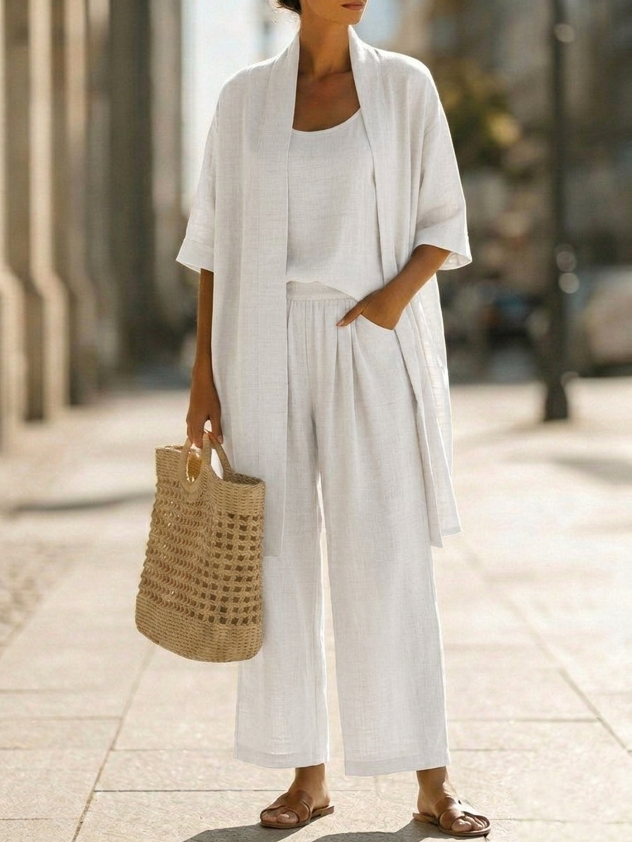 🎁New Arrivals🔥Minimalist Linen-cotton Three-piece Set - Comfortable For Everyday Wear
