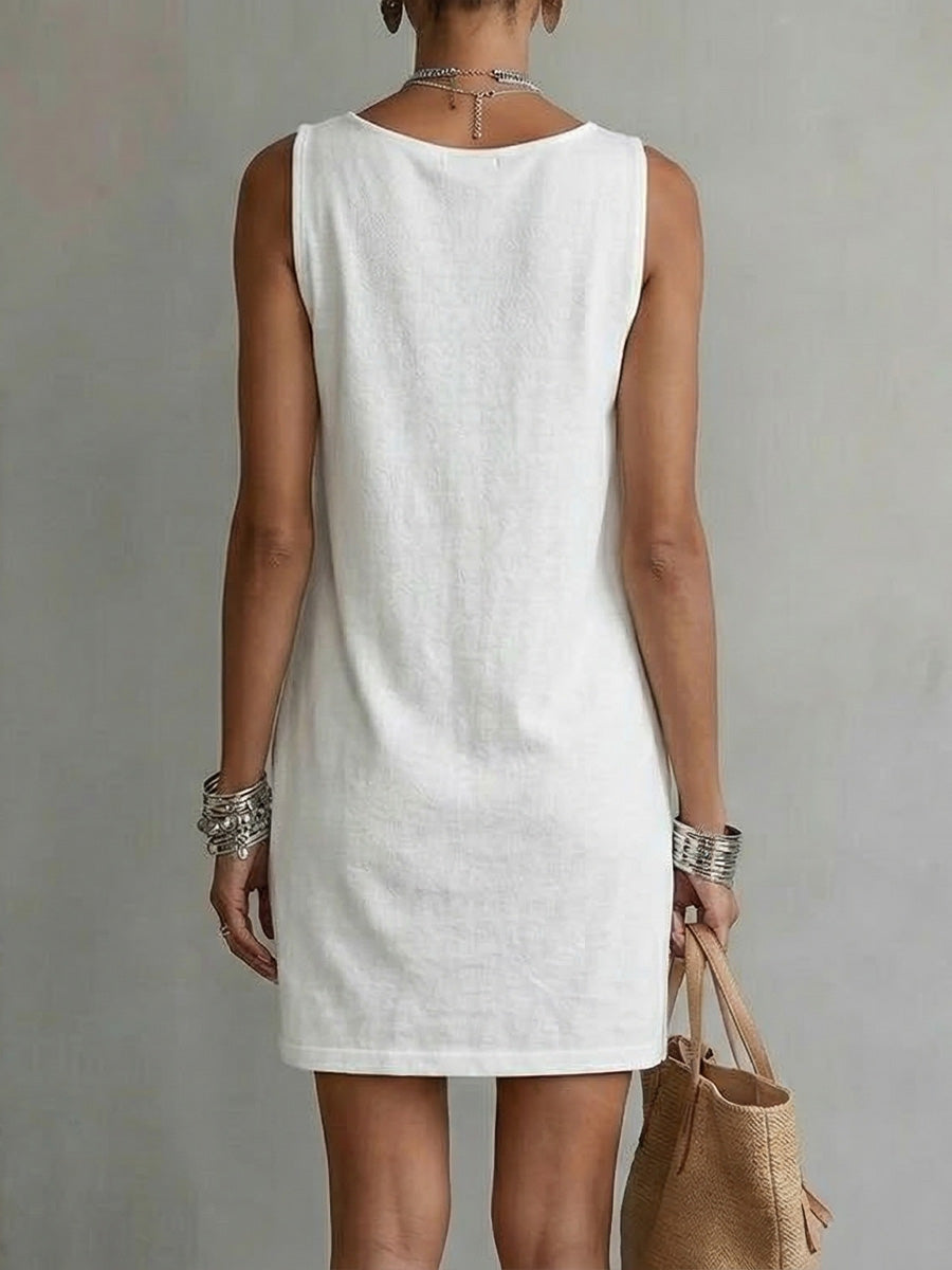 🎁New Arrivals🔥Draped-neck Sleeveless Cotton Dress