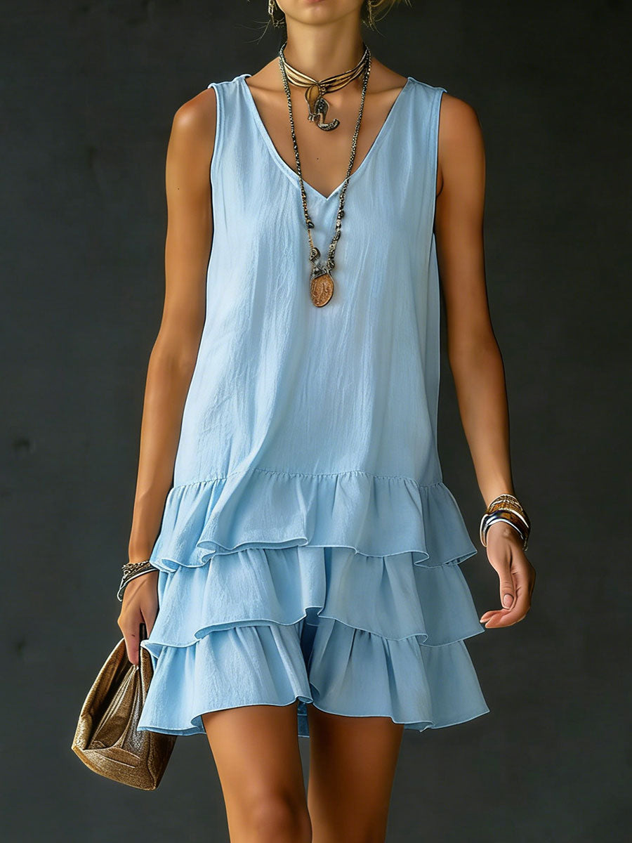 🎁New Arrivals🔥 Women's Cotton And Linen Loose-fitting Solid Color Vest Dress