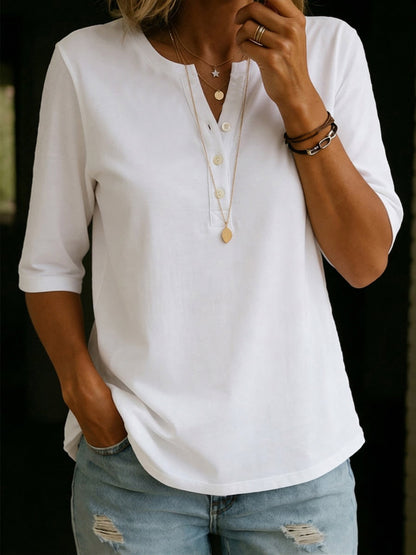 🎁New Arrivals🔥Classic Henley Collar 100% Cotton T-shirt