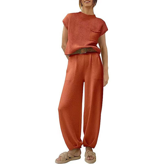 ✨ Women’s 2-Piece Knit Sweater Vest & Pants Set – Cozy Lounge Tracksuit 👖💖