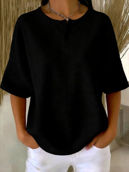 🎁New Arrivals🔥Casual Waffle Henry Collar Sweatshirt